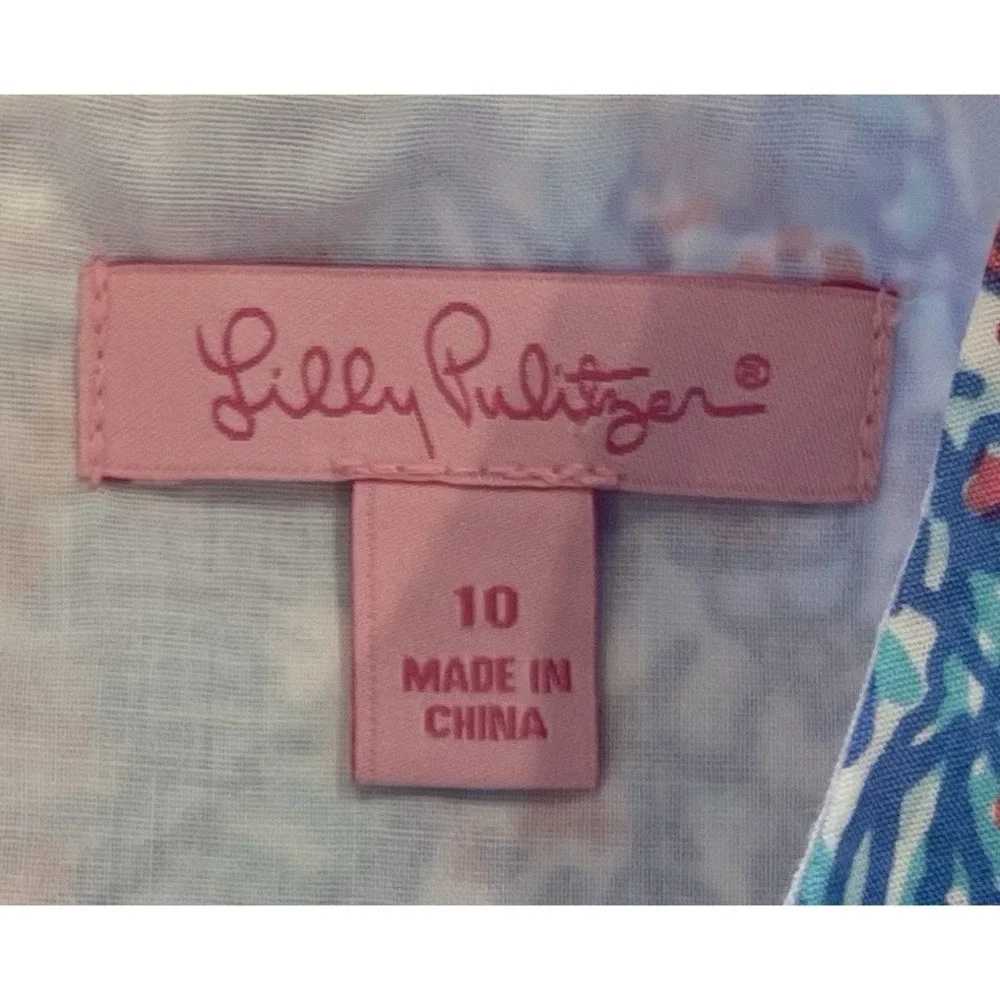 Lilly Pulitzer Girls Classic Shift Dress Size 10 M‎ Seashells Lobster &Flowers